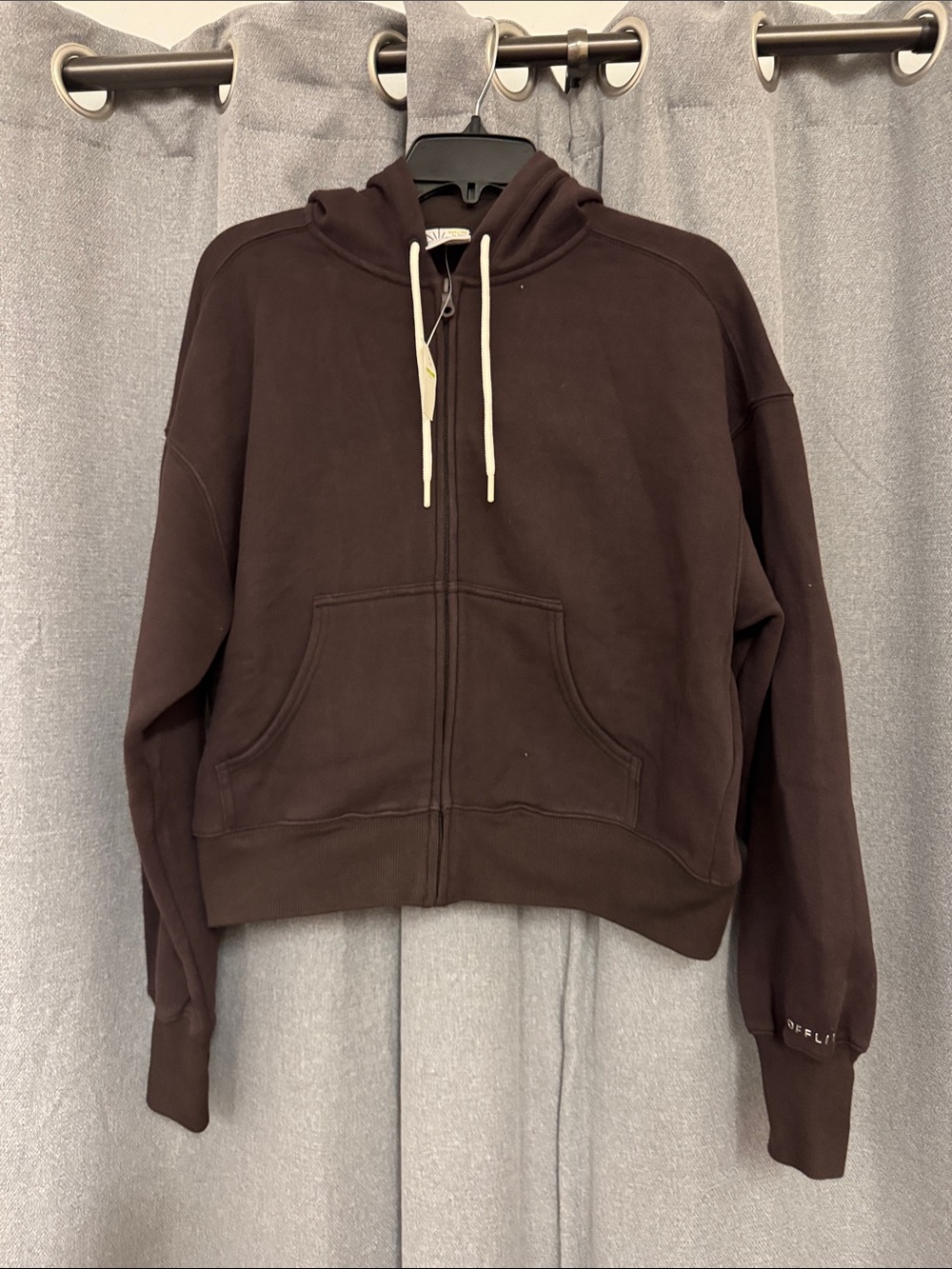 OffLine by Aeria Women’s Dark Brown Zip-Up Hoodie Jacket